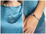 Encrusted Elegance - Silver Necklace