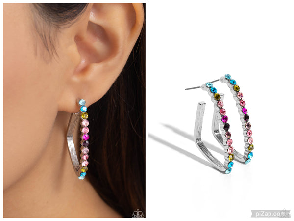 Triangular Tapestry - Multi Hoop Earring