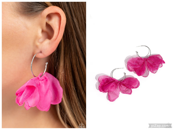 Chiffon Class - Pink Hoop Earring