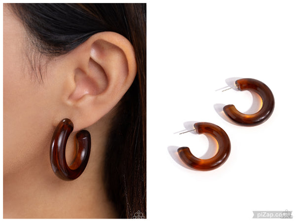 Glassy GAZE - Brown Hoop Earring