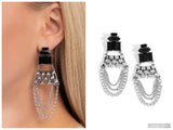 Dangling Art Deco - Black Post Earring