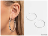 Sleek Symmetry - Silver Hoop Earring