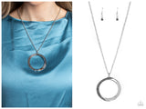 Encrusted Elegance - Silver Necklace