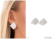 PLAID and Simple - Silver Clip-on Earring