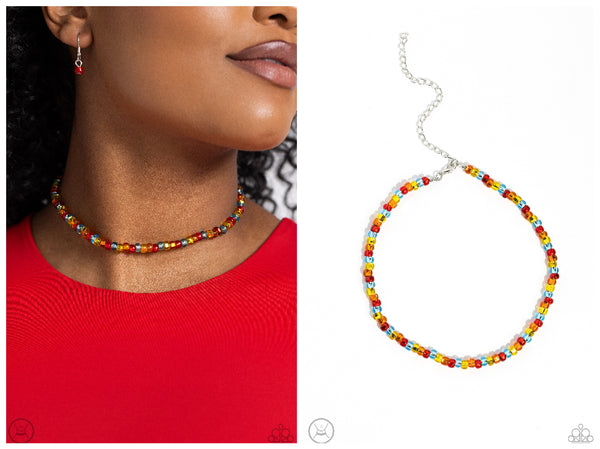 Colorfully GLASSY - Red Choker