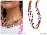Multicolored Mashup - Gold Necklace