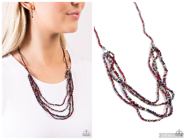 Candescent Cascade - Red Necklace