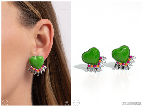 Spring Story - Green Clip-on Earring