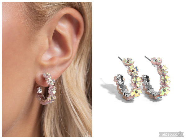 Floral Focus - Pink Hoop Earring