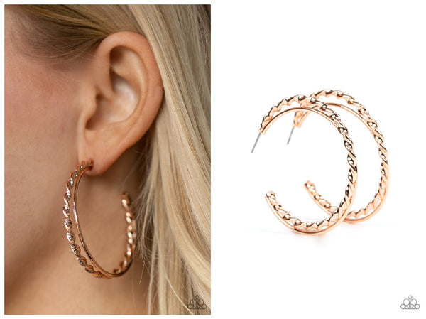 Retro Twist - Rose Gold Hoop Earring