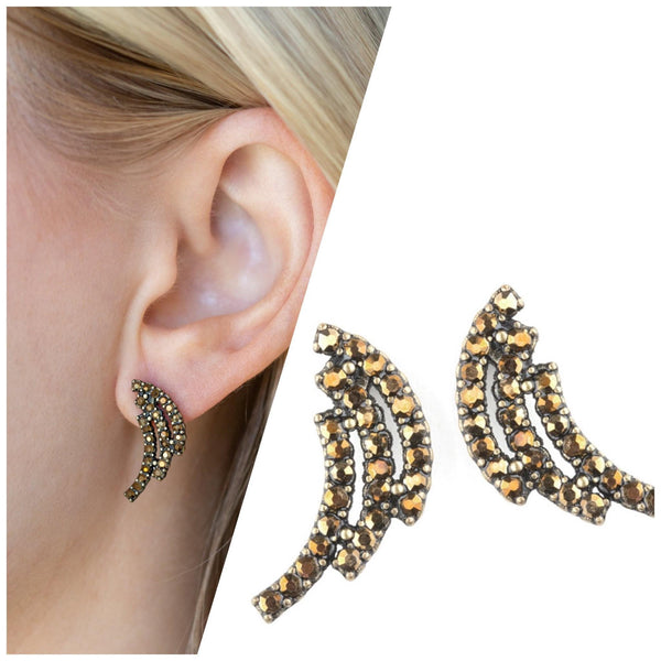 Wing Bling - Brass Post Earring