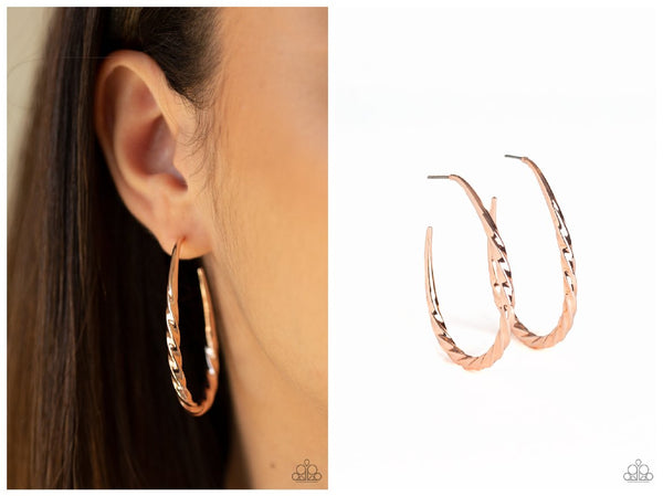 Twisted Edge - Rose Gold Hoop Earring