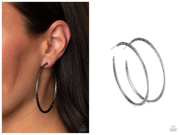 Curved Couture - Black Hoop Earring