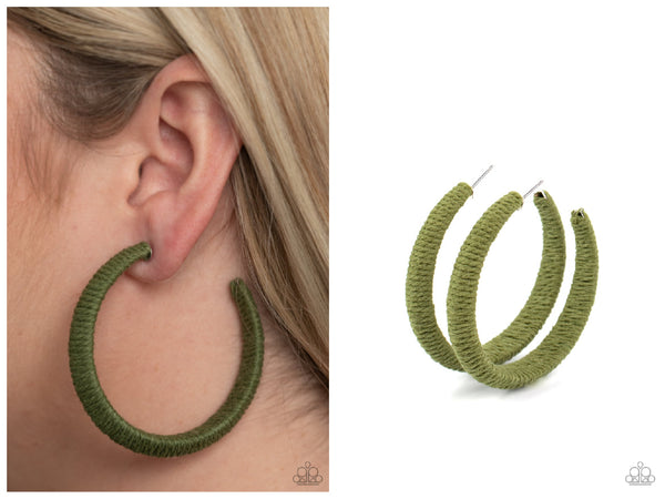 TWINE and Dine - Green Hoop Earring