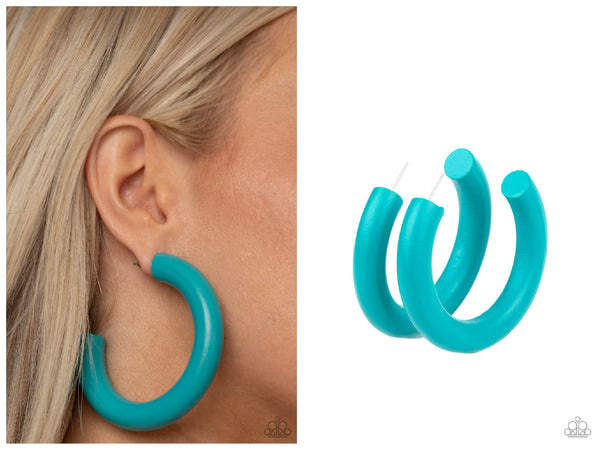 I WOOD Walk 500 Miles - Blue Hoop Earring