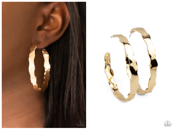 Exhilarated Edge - Gold Earring