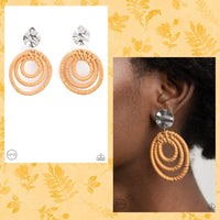 Whimsically Wicker - Brown Clip-on Earring