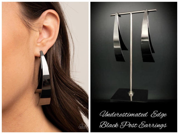 Underestimated Edge - Black Post Earring