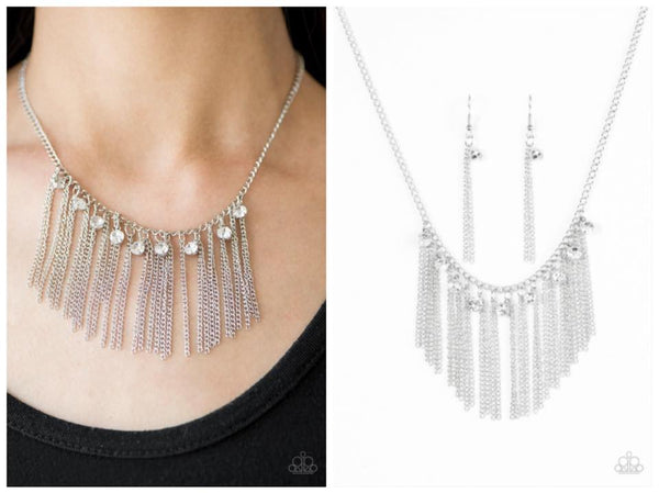 Blingy Tassels - White Necklace