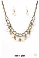 White Stones & Brass Necklace