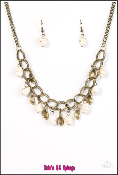 White Stones & Brass Necklace