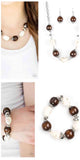 White Crackle Stone and Brown Wood Set