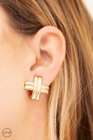 Couture Crossover - Gold Clip-on Earring