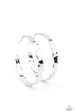 Exhilarated Edge - Silver Hoop Earring