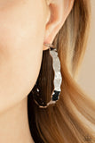 Exhilarated Edge - Silver Hoop Earring