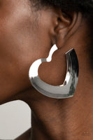 Heart-Racing Radiance - Silver Hoop Earring