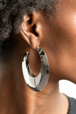 Going OVAL-board - Silver Hoop Earring