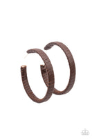 Leather-Clad Legend - Brown Hoop Earring