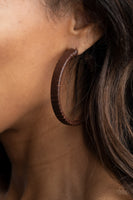 Leather-Clad Legend - Brown Hoop Earring