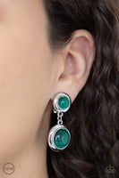 Subtle Smolder - Green Clip-on Earring