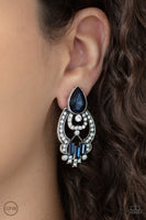 Glamour Gauntlet - Blue Clip-on Earring