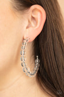 In The Clear - White Hoop Earring