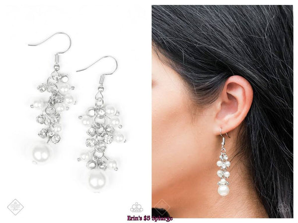 Classy Crescendo - White Earring