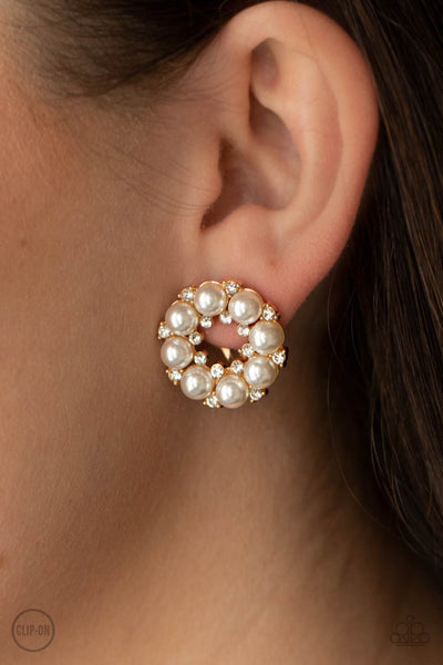 Roundabout Ritz - Gold Clip-on Earring