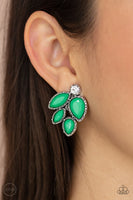 Fancy Foliage - Green Clip-on Earring