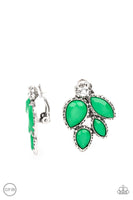 Fancy Foliage - Green Clip-on Earring