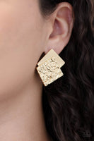 Square With Style - Gold Post Earring