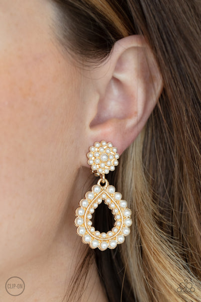 Discerning Droplets - Gold Clip-on Earring