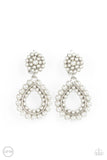 Discerning Droplets - White Clip-on Earring