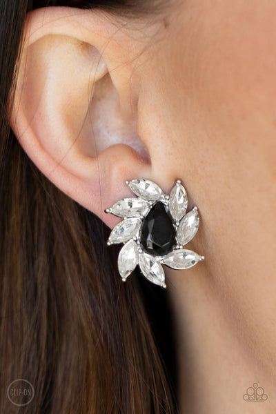 Sophisticated Swirl - Black Clip-on Earring