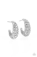 Glamorously Glimmering - White Hoop Earring