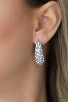 Glamorously Glimmering - White Hoop Earring