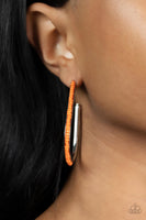 Beaded Bauble - Orange Hoop Earring