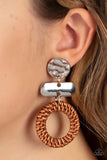 Woven Whimsicality - Brown Post Earring