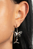 Full Out Flutter - White Hoop Earring