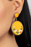 Embroidered Gardens - Yellow Post Earring